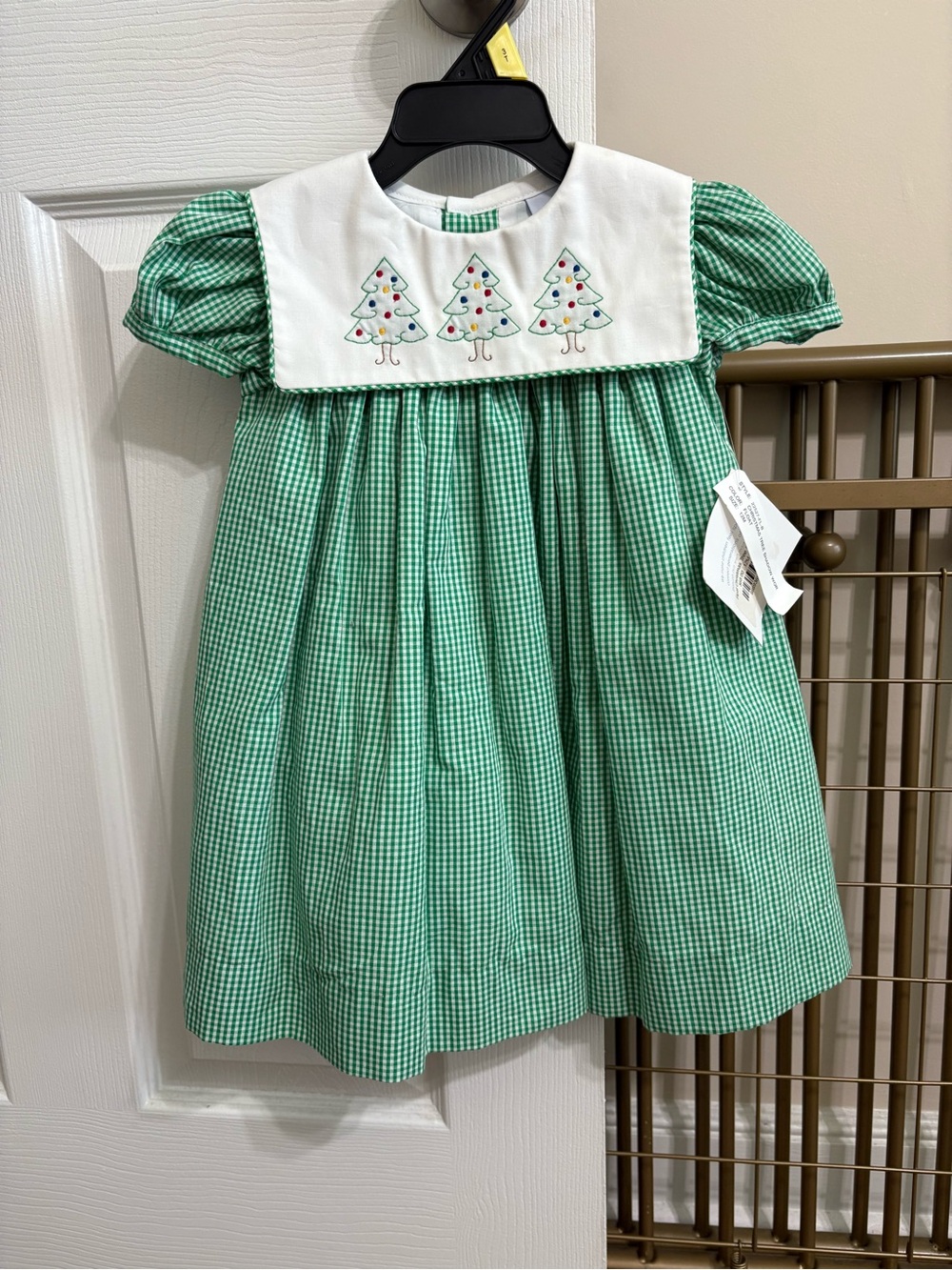 Bailey Boys Christmas Tree Dress 12M Green Gingham